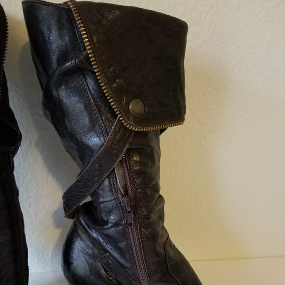 Manas Lea Foscati Womens Brown  High Top Zip Boots - Picture 5 of 8